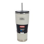 Thermos Slide Lock Travel Tumbler 710ml Sandstone Stainless Steel Cold Tumbler with Straw