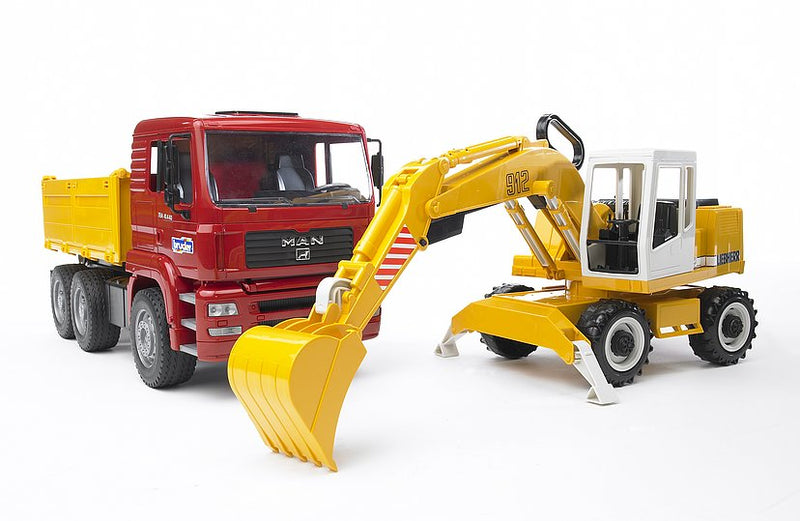 BRUDER MAN TGA CONSTRUCTION TRUCK with EXCAVATOR