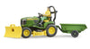 BRUDER JOHN DEERE RIDE ON MOWER/TRAILER/ WITH GARDENER