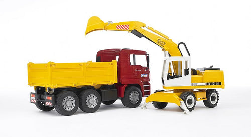 BRUDER MAN TGA CONSTRUCTION TRUCK with EXCAVATOR