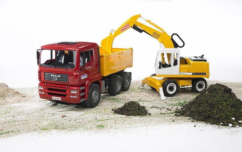 BRUDER MAN TGA CONSTRUCTION TRUCK with EXCAVATOR