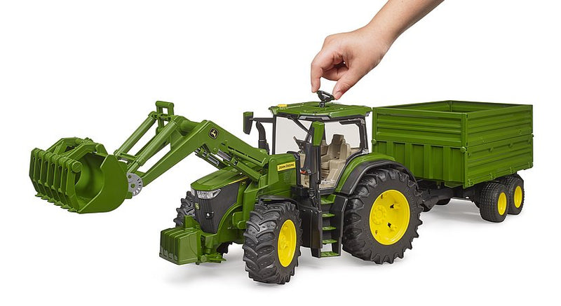 BRUDER JOHN DEERE 7R 350 W/FRONTLOADER & TIPPING TRAILER