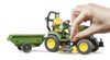 BRUDER JOHN DEERE RIDE ON MOWER/TRAILER/ WITH GARDENER