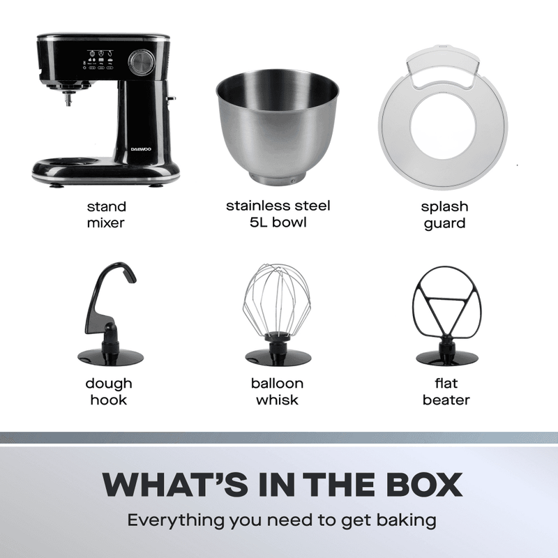 Daewoo 1000W 5L Baking Stand Mixer Black