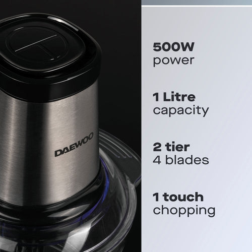 Daewoo 500W Mini Chopper with 1L Glass Bowl