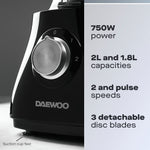 Daewoo 750W 2L Food Processor & 1.8L Blender Combo