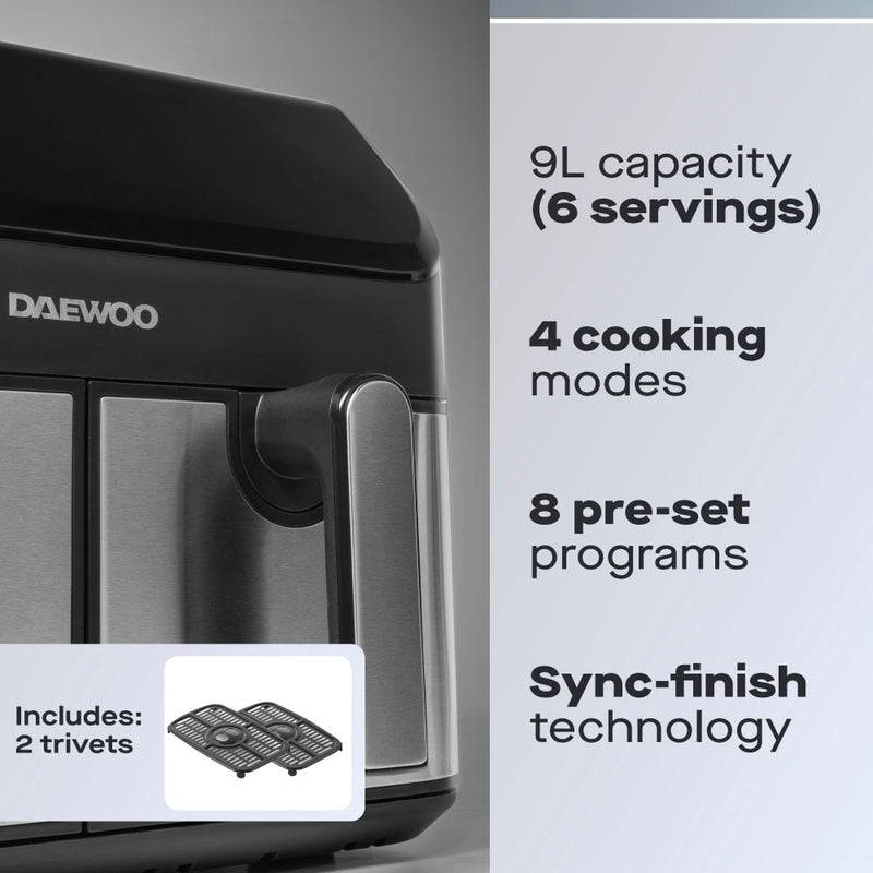 Daewoo 9L Digital Double Drawer Air Fryer