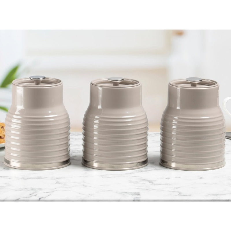 Sienna Taupe Set Of 3 Tea, Coffee, Sugar Canisters