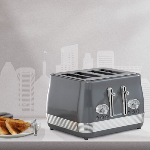 Daewoo Denver 4 Slice Toaster Smoked Grey