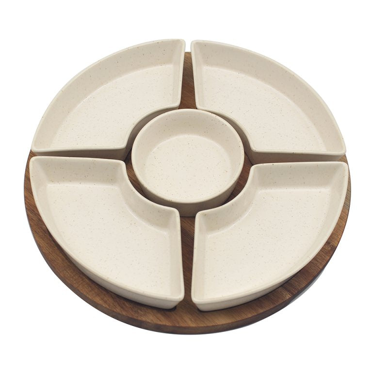 JD Elements Snack Dishes And Wood Tray