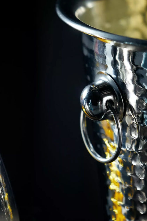 BarCraft Hammered-Steel Sparkling Wine & Champagne Bucket with Ring Handles