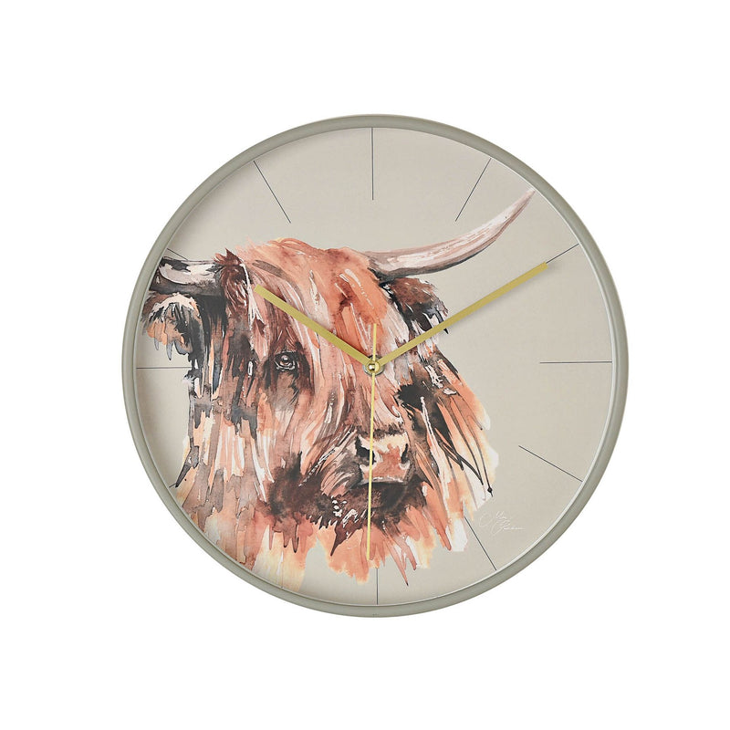 WID Meg Hawkins Round Wall Clock 30cm Highland Cow