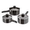 Judge Essentials 3 piece Saucepan Set Non-Stick Black