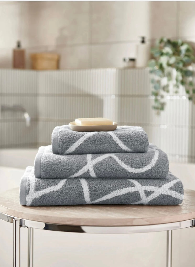 Copenhagen Home Set of 3 Pablo 100% Organic Cotton Towel Bundle Charcoal