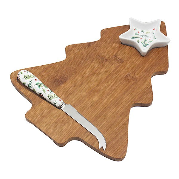 JD Christmas Tree Cheese Set Bamboo