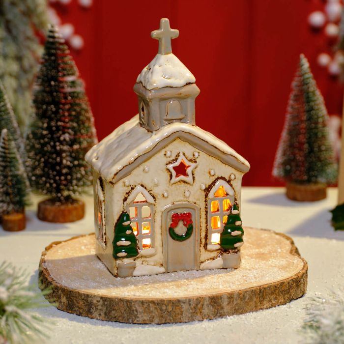 RL CHRISTMAS CHURCH TEALIGHT HOLDER