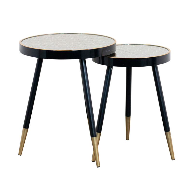 Tara Bruna Set of 2 Side Tables Black/Gold