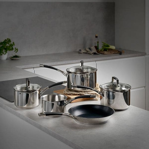 Stellar Flow 5 Piece Draining Saucepan Set
