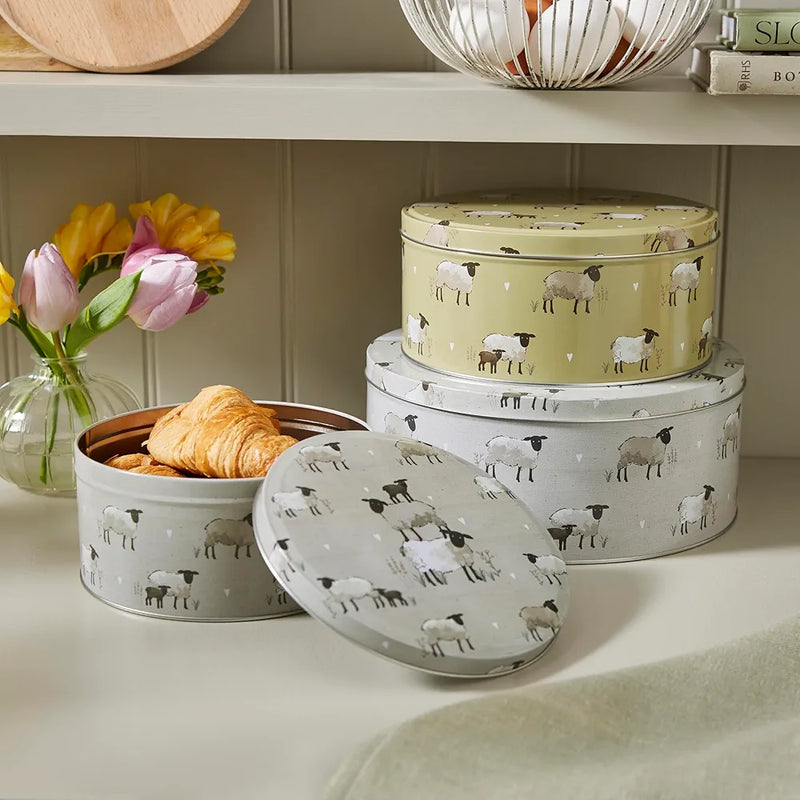 Cooksmart Highland Sheep Set Of 3 Round Cake Tins