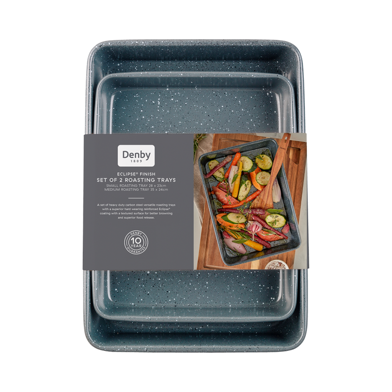 Denby Eclipse Finish Set Of 2 Roasting Trays