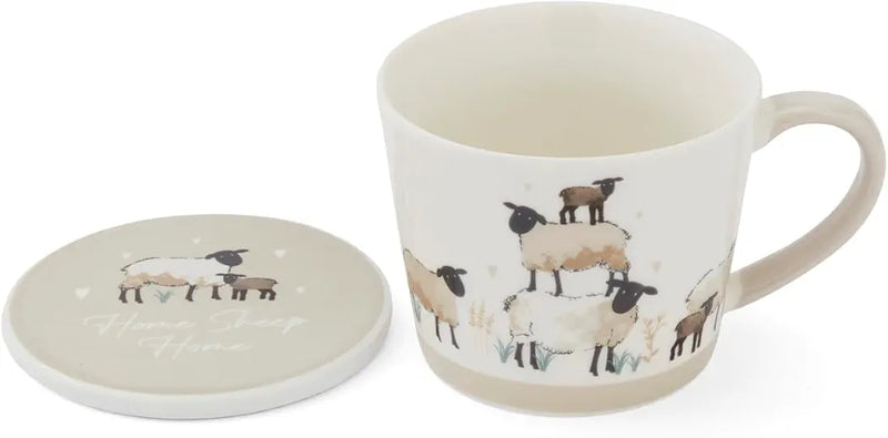 Cooksmart Highland Sheep Conical Mug & Coaster Set