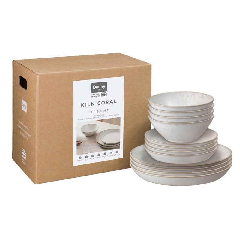 Denby Kiln Coral 12 Piece Tableware Set