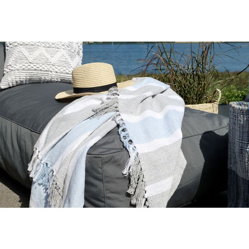 Chic Antique Aix Throw of surplus yarn French Grey & Sky