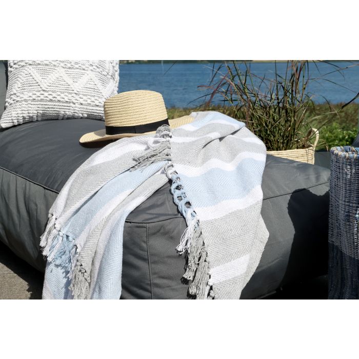 Chic Antique Aix Throw of surplus yarn French Grey & Sky