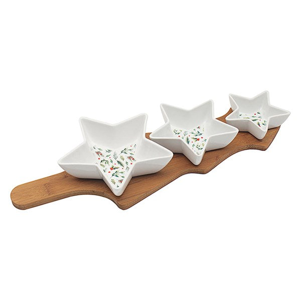 JD Star Dishes With Tree Bamboo Tray