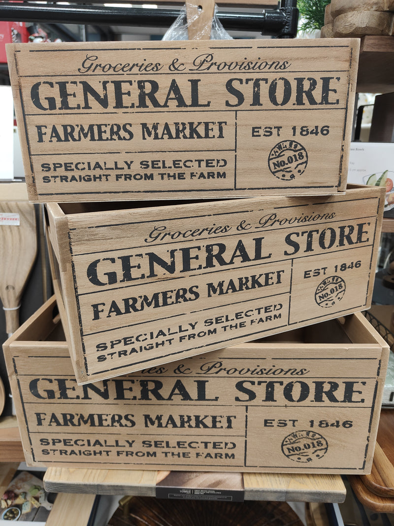 SIL Vintage Style Set of 3 General Store Chalkboard Crates