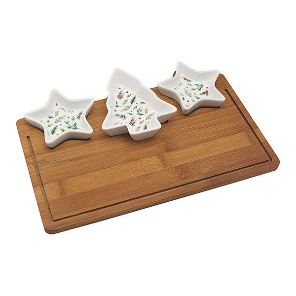 JD Christmas Dishes Bamboo Tray Set of 3