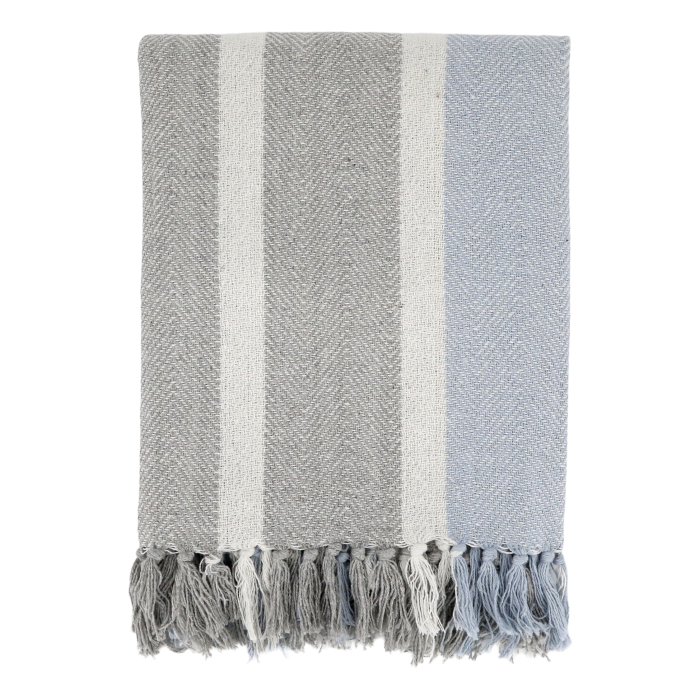 Chic Antique Aix Throw of surplus yarn French Grey & Sky