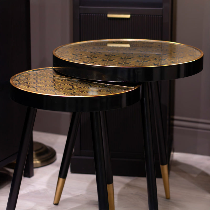 Tara Bruna Set of 2 Side Tables Black/Gold