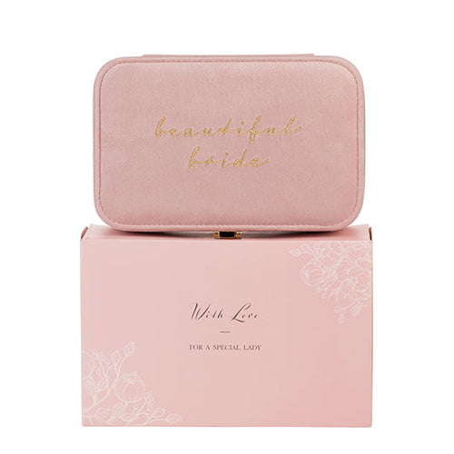 WID Amore pink velvet jewellery Box Beautiful Bride