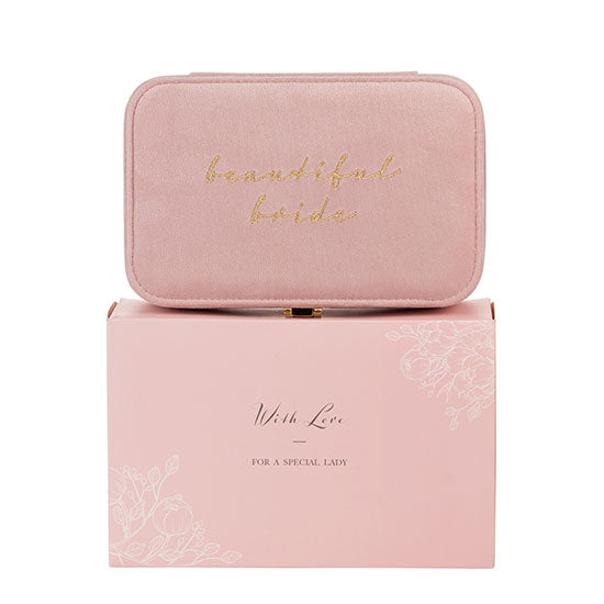 WID Amore pink velvet jewellery Box Beautiful Bride