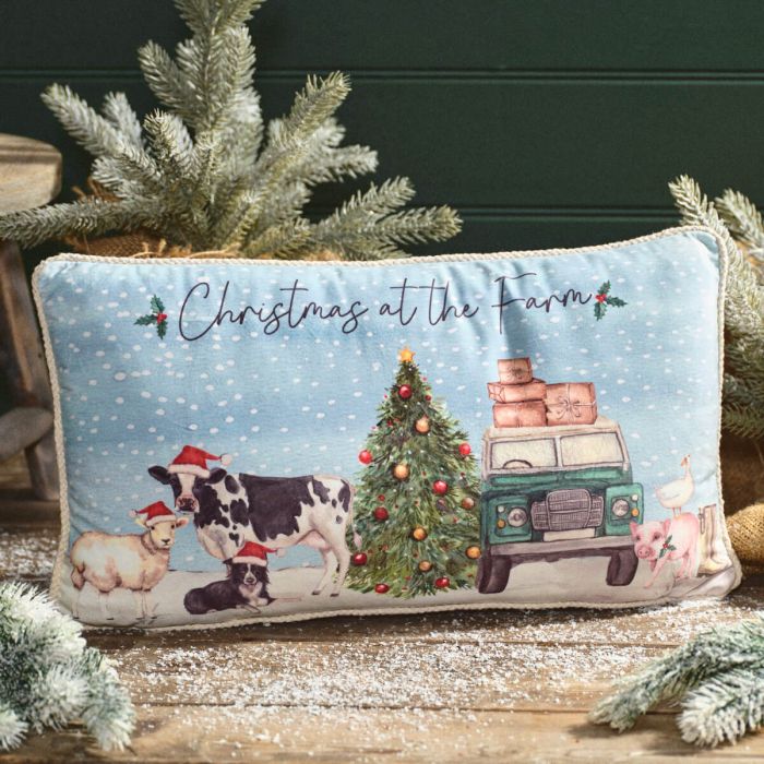 RL CHRISTMAS ON THE FARM PRINTED CUSHION  WITH ZIP
