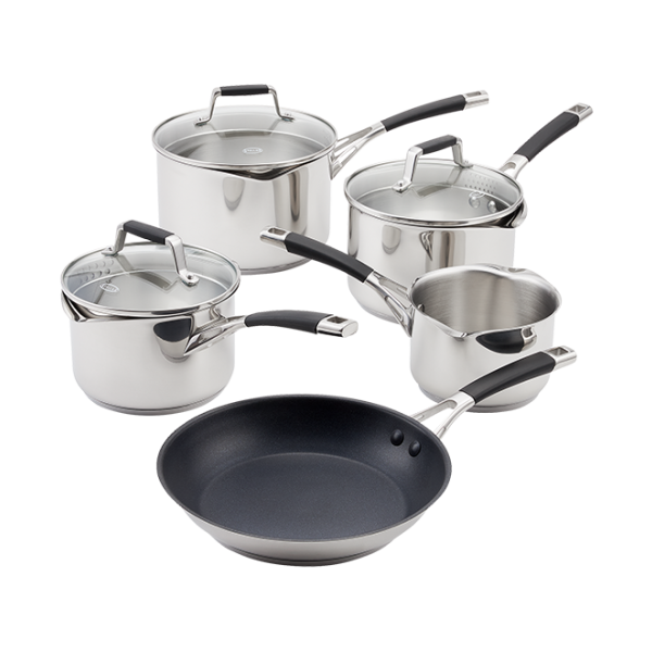 Stellar Flow 5 Piece Draining Saucepan Set