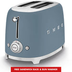 Smeg Two Slice Toaster in Matte Storm Blue