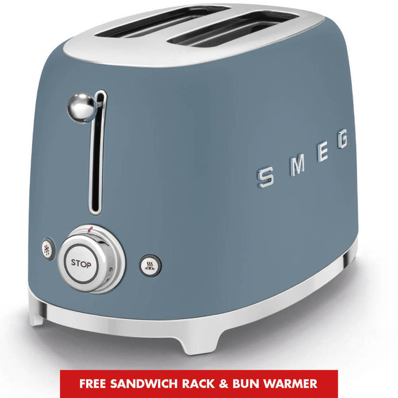 Smeg Two Slice Toaster in Matte Storm Blue