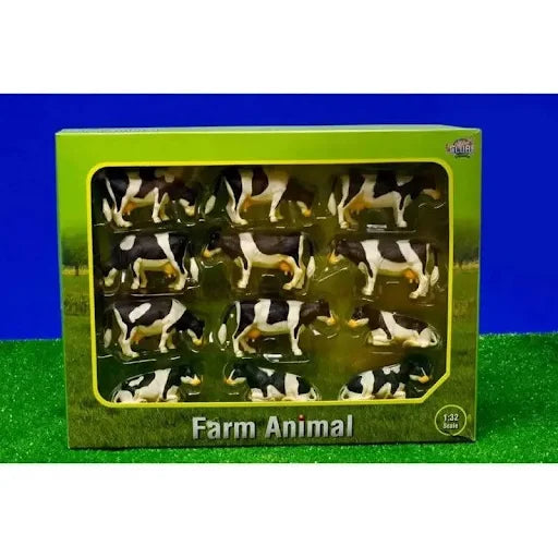 KIDS GLOBE FARM ANIMAL 1:32 PACK OF 12 LYING/STANDING COWSo